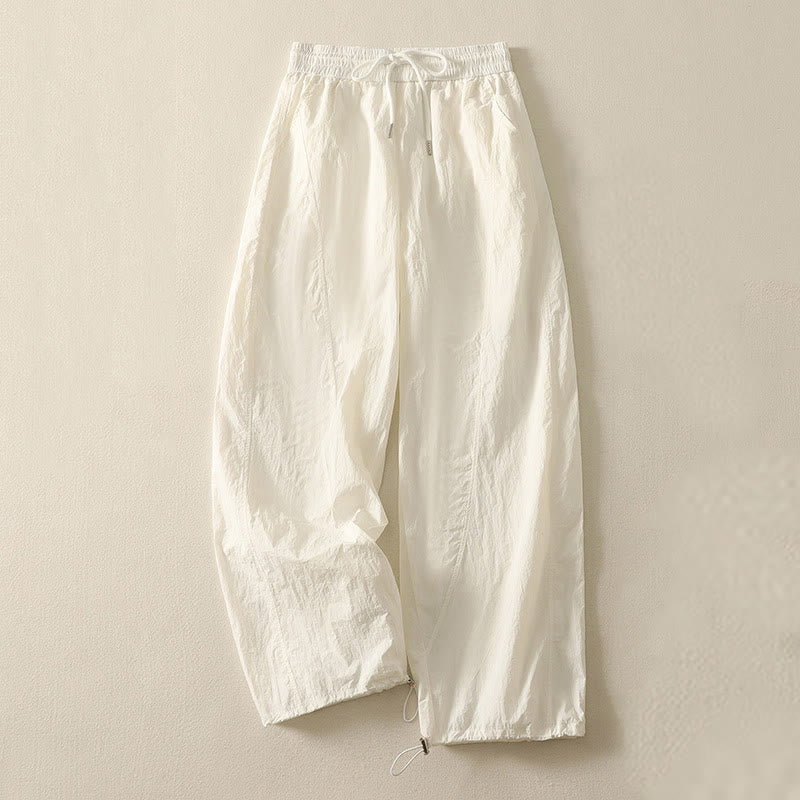 Nimara Ritual Summer Vintage Plain Drawstring Cuffed Women's Pants With Pockets