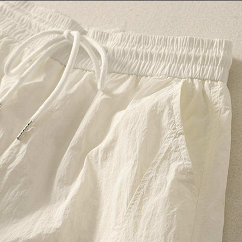 Nimara Ritual Summer Vintage Plain Drawstring Cuffed Women's Pants With Pockets