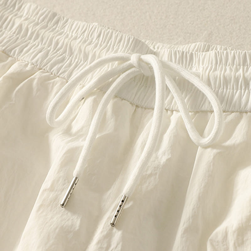 Nimara Ritual Summer Vintage Plain Drawstring Cuffed Women's Pants With Pockets
