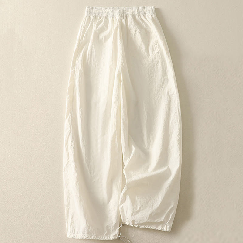 Nimara Ritual Summer Vintage Plain Drawstring Cuffed Women's Pants With Pockets