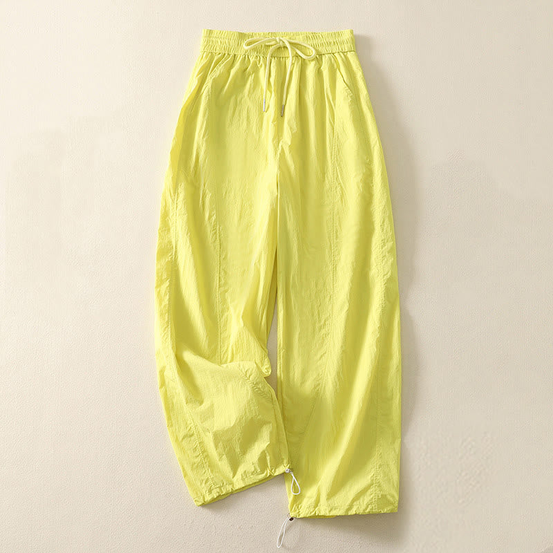 Nimara Ritual Summer Vintage Plain Drawstring Cuffed Women's Pants With Pockets