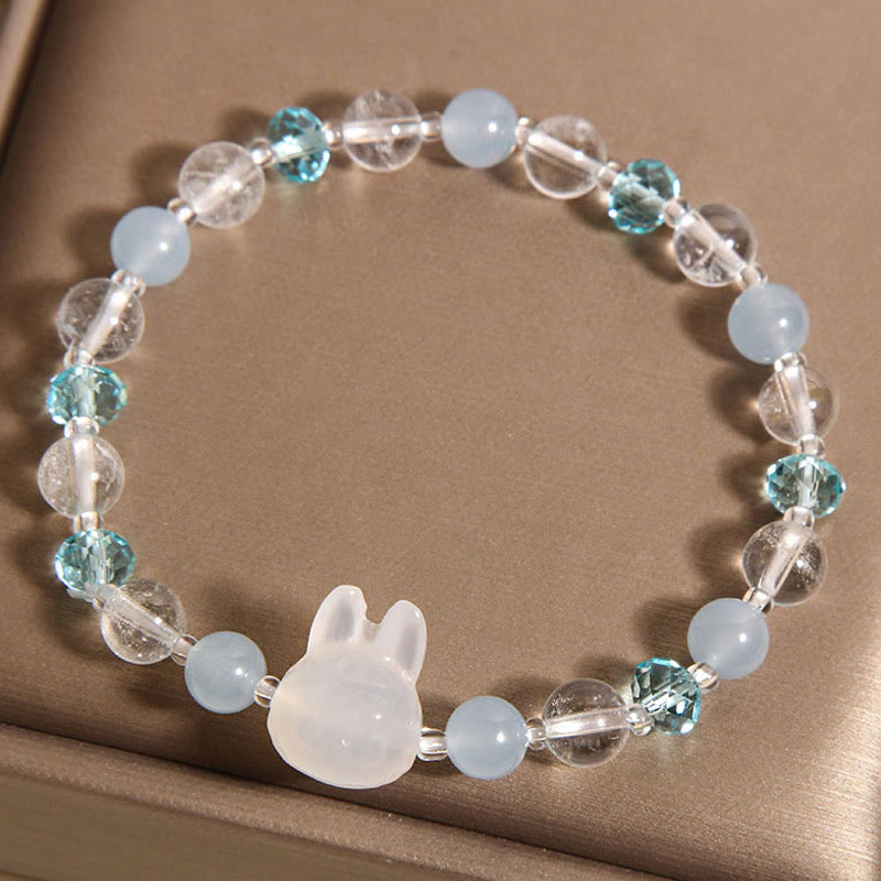 Nimara Ritual Natural Rabbit Aquamarine White Crystal Healing Bracelet