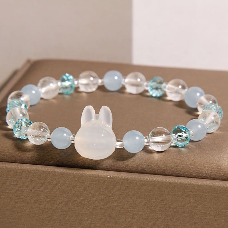 Nimara Ritual Natural Rabbit Aquamarine White Crystal Healing Bracelet