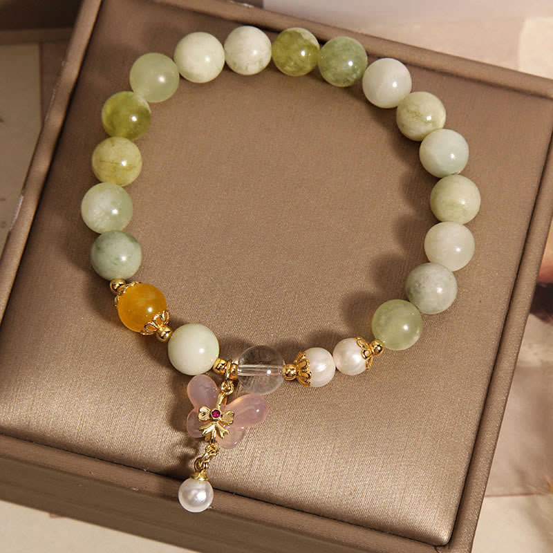 Nimara Ritual Natural Butterfly Serpentine Jade Yanyuan Agate Luck Bracelet