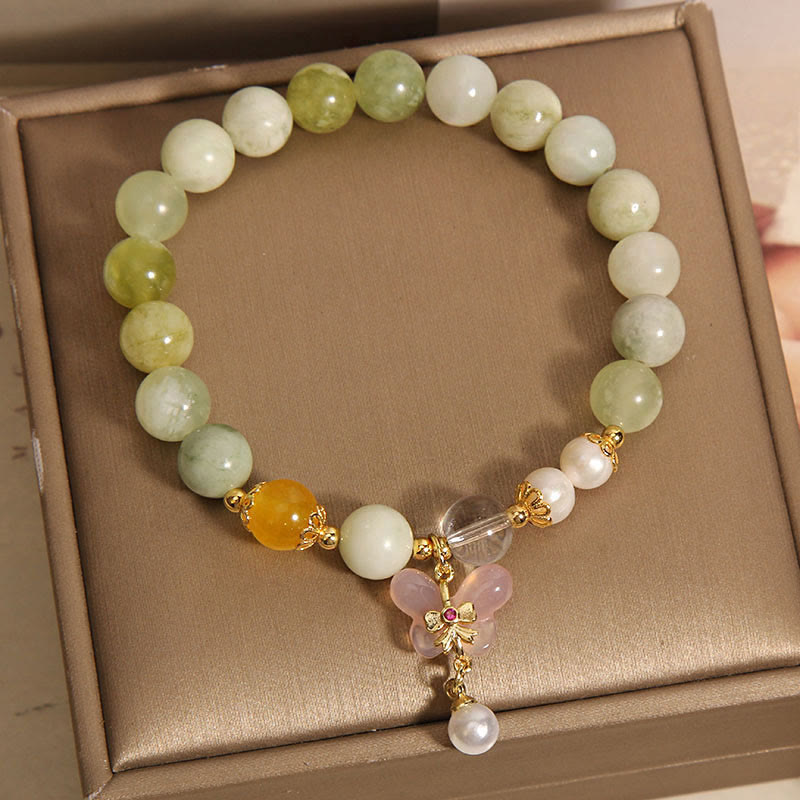 Nimara Ritual Natural Butterfly Serpentine Jade Yanyuan Agate Luck Bracelet
