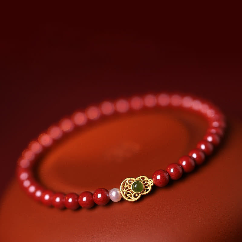 Nimara Ritual Gourd Pearl Cinnabar Blessing Beads Bracelet