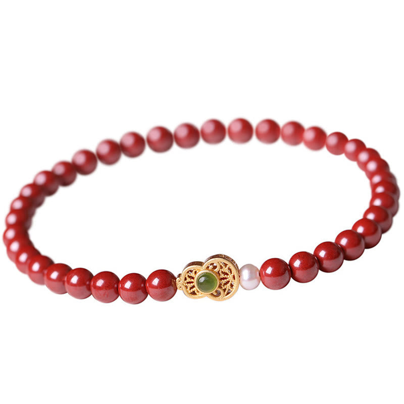 Nimara Ritual Gourd Pearl Cinnabar Blessing Beads Bracelet