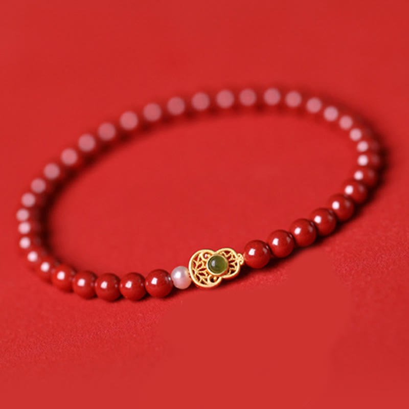 Nimara Ritual Gourd Pearl Cinnabar Blessing Beads Bracelet