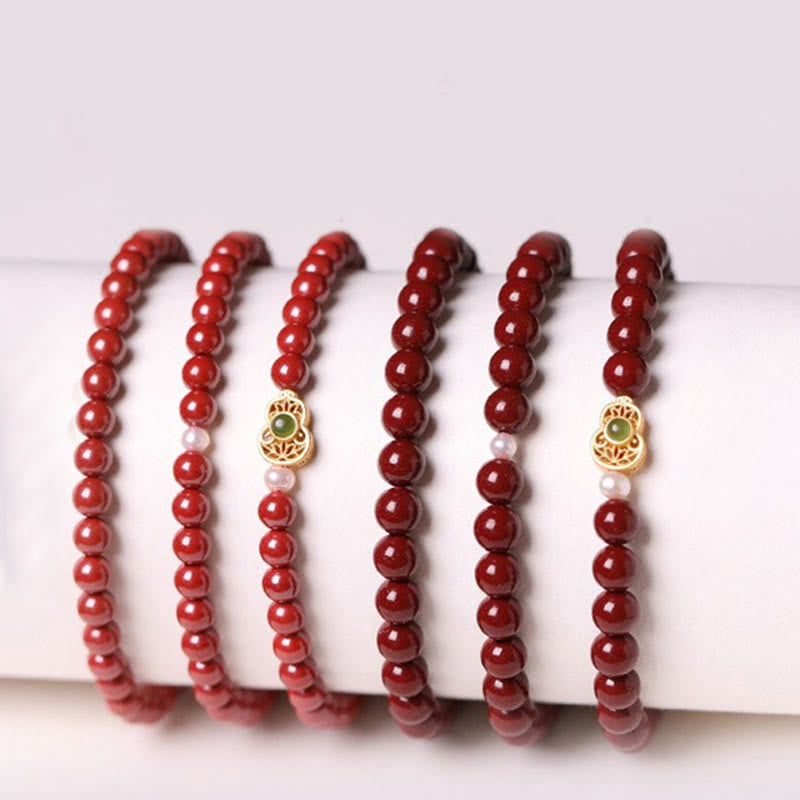 Nimara Ritual Gourd Pearl Cinnabar Blessing Beads Bracelet