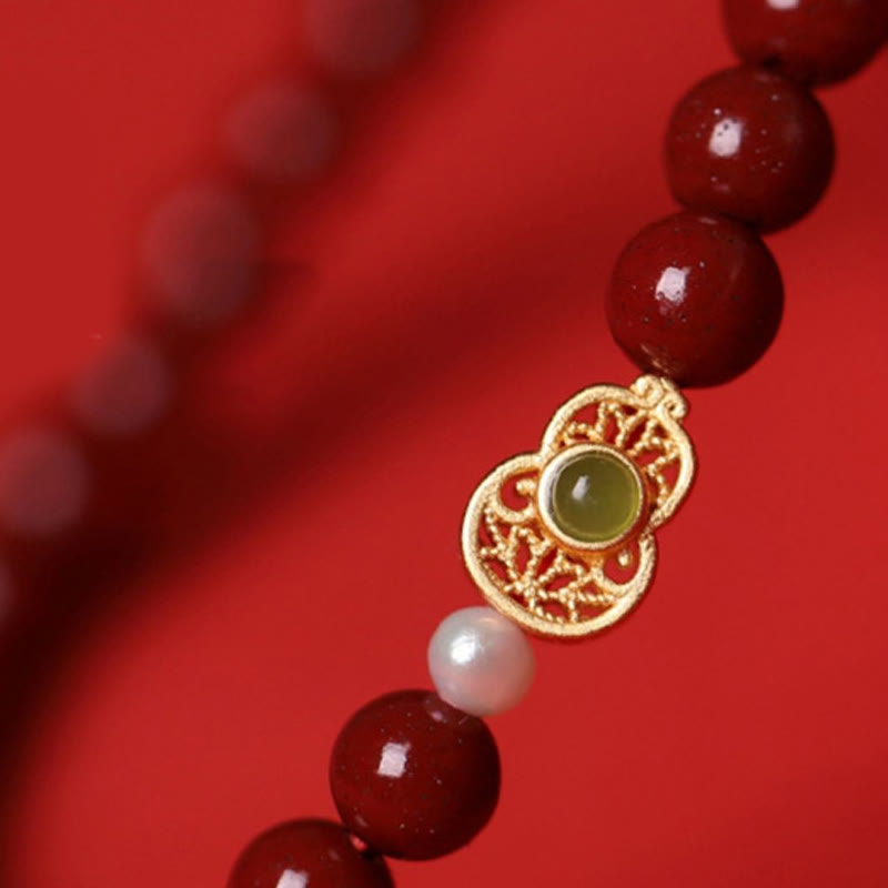 Nimara Ritual Gourd Pearl Cinnabar Blessing Beads Bracelet