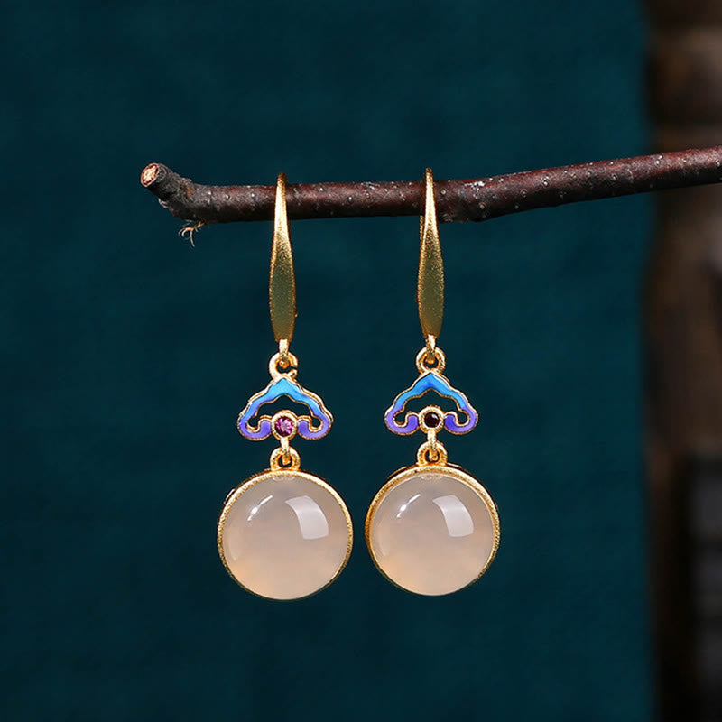 Nimara Ritual 925 Sterling Silver Posts Natural Chalcedony Gold-plated Harmony Earrings