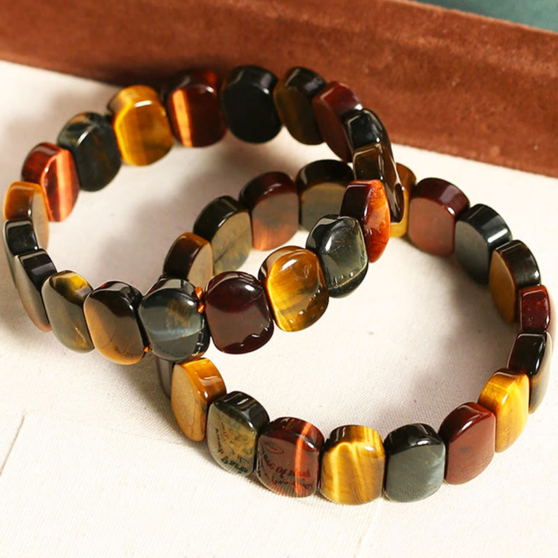 Nimara Ritual Natural Colored Tiger Eye Oval Beads Strength Bracelet