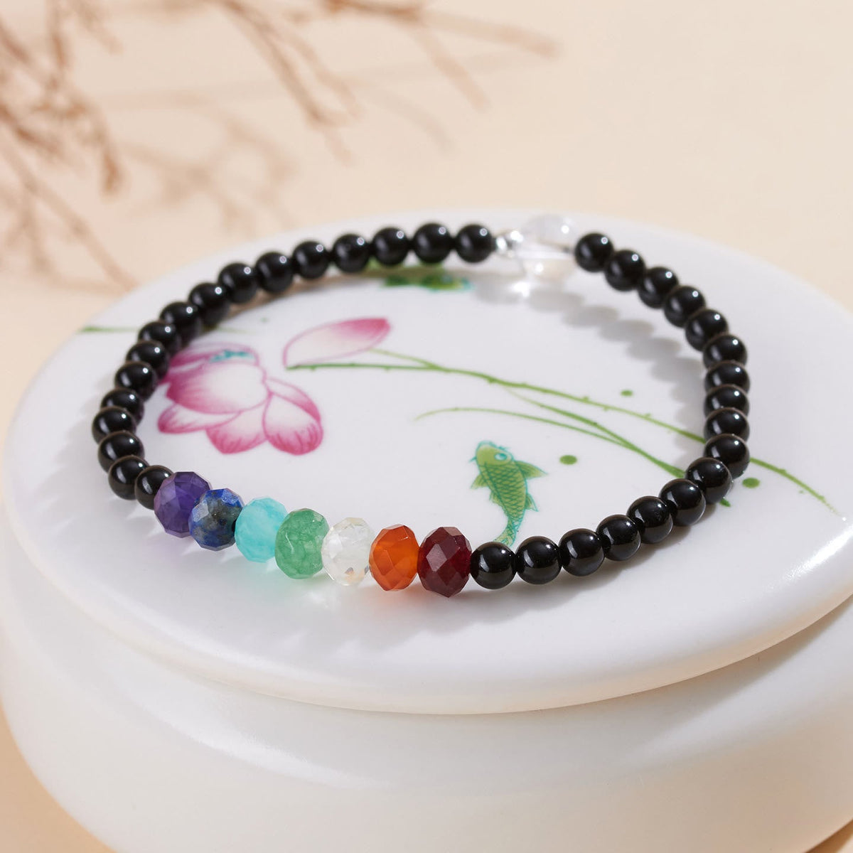Nimara Ritual Ultra-fine 4mm Black Tourmaline Colorful Stone Bracelet
