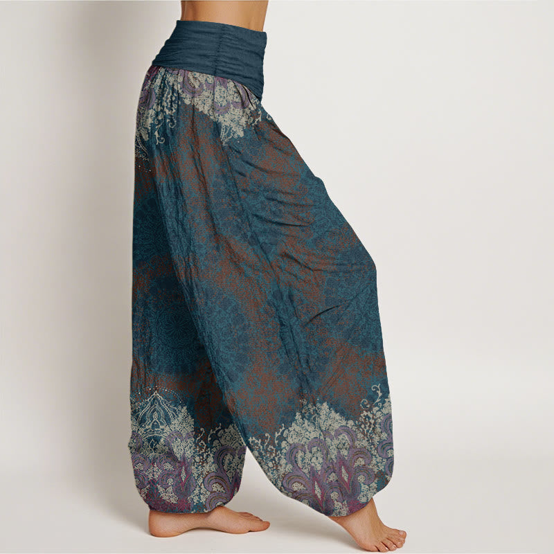 Nimara Ritual Pure Cotton Casual Lycoris Radiata Mandala Pattern Women's Elastic Waist Harem Pants