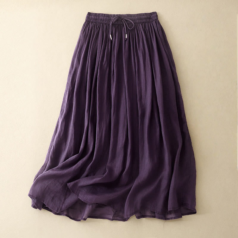 Nimara Ritual Summer Solid Color Elastic Waist Drawstring Women's Skirt