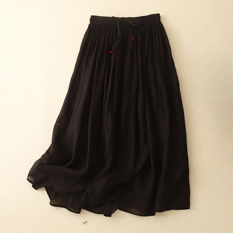 Nimara Ritual Summer Solid Color Elastic Waist Drawstring Women's Skirt