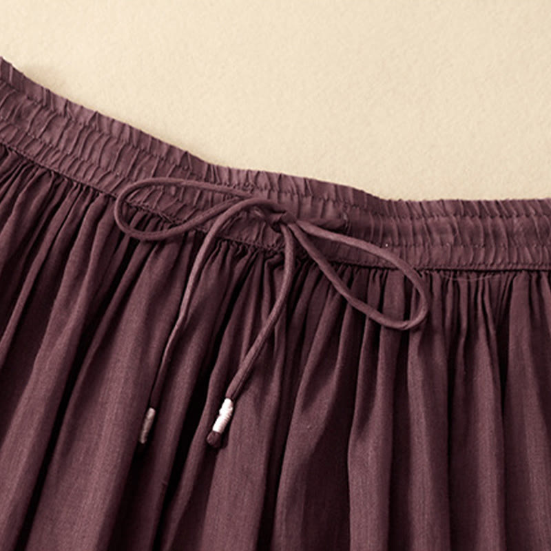 Nimara Ritual Summer Solid Color Elastic Waist Drawstring Women's Skirt