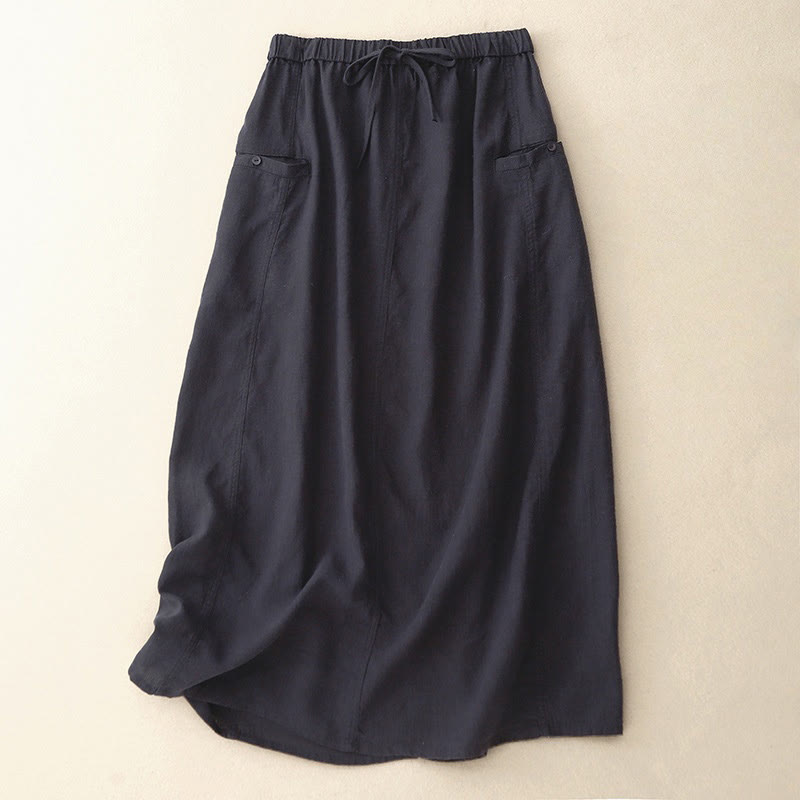 Nimara Ritual Drawstring A-line Elastic Waist Cotton Women's Skirt