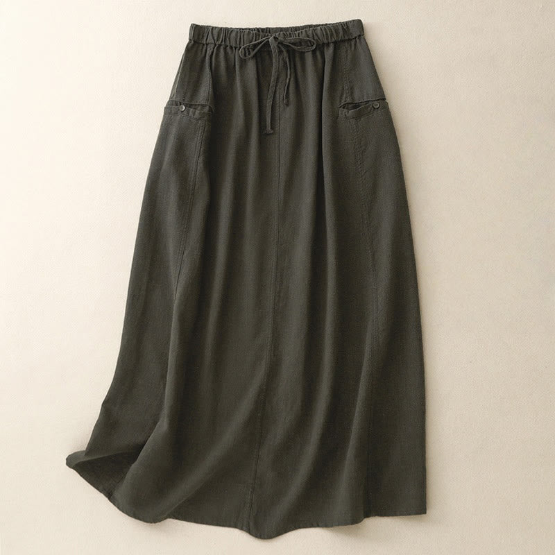 Nimara Ritual Drawstring A-line Elastic Waist Cotton Women's Skirt