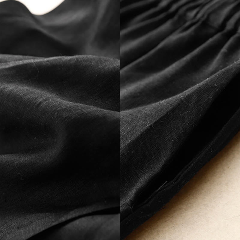 Nimara Ritual A-line Buttons Slit Design Elastic Waist Cotton Women's Skirt With Pockets