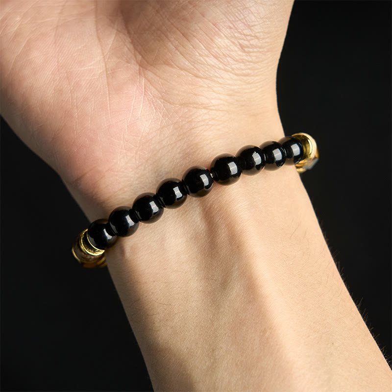 Nimara Ritual Black Obsidian Beads Sectional Tiger Eye Stone Purification Bracelet
