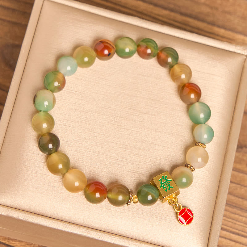 Nimara Ritual Natural Peacock Agate Coin Courage Bracelet