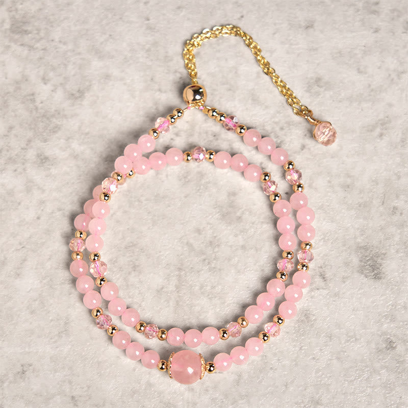 Nimara Ritual Natural Citrine Pink Crystal Beads Pleasure Creativity Double Layer Bracelet
