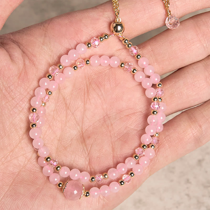 Nimara Ritual Natural Citrine Pink Crystal Beads Pleasure Creativity Double Layer Bracelet