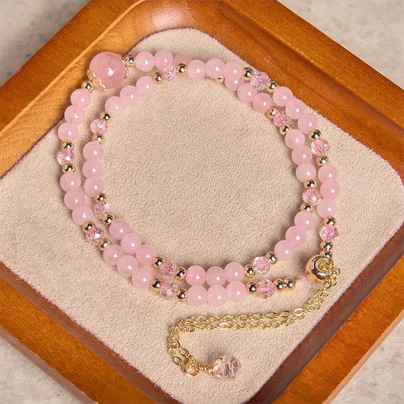 Nimara Ritual Natural Citrine Pink Crystal Beads Pleasure Creativity Double Layer Bracelet