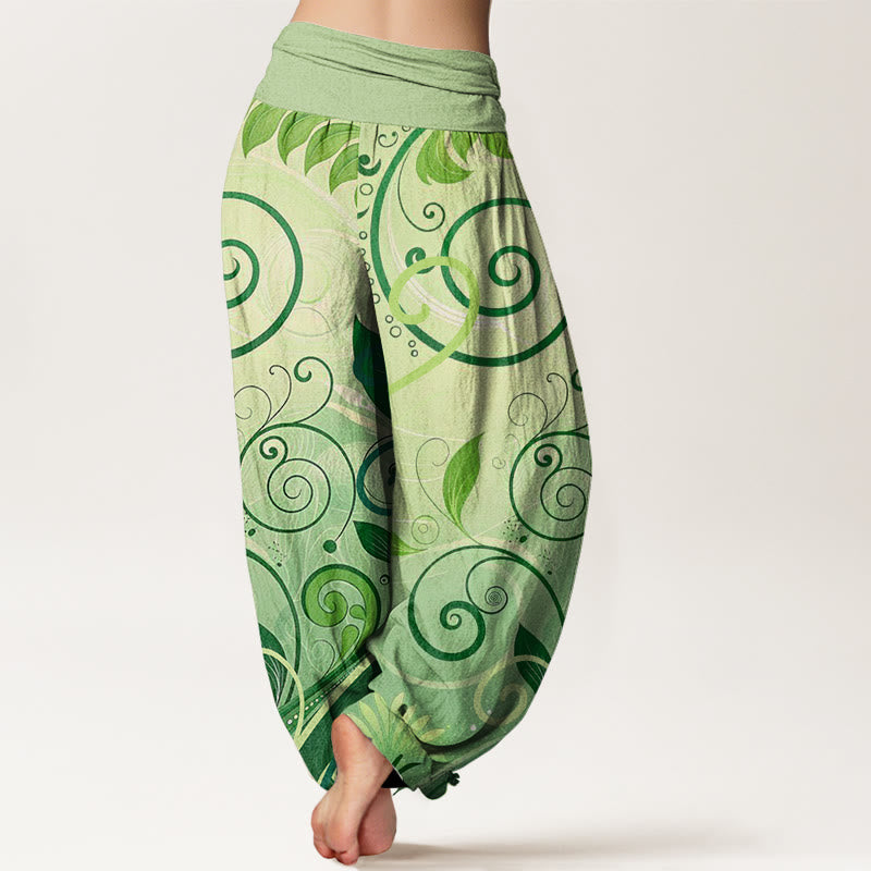 Nimara Ritual Cotton Casual Vining Floral Pattern Women's Harem Pants