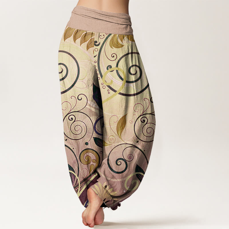 Nimara Ritual Cotton Casual Vining Floral Pattern Women's Harem Pants
