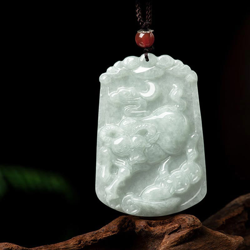 Nimara Ritual Natural Jade 12 Chinese Zodiac Abundance Amulet Pendant Necklace