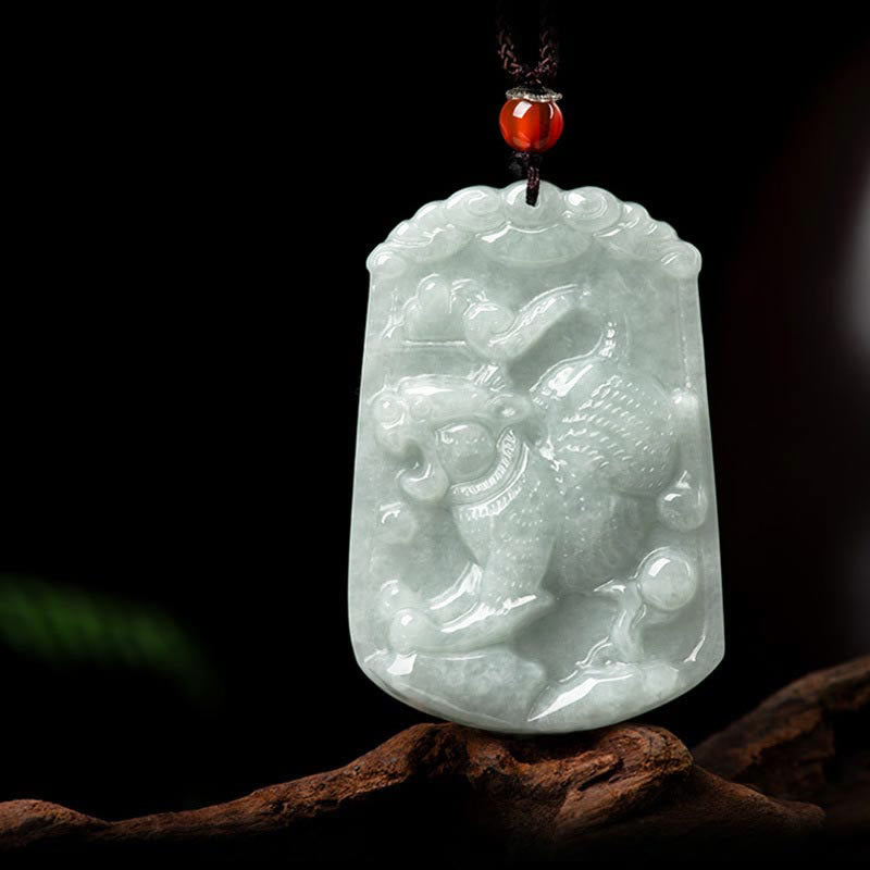 Nimara Ritual Natural Jade 12 Chinese Zodiac Abundance Amulet Pendant Necklace