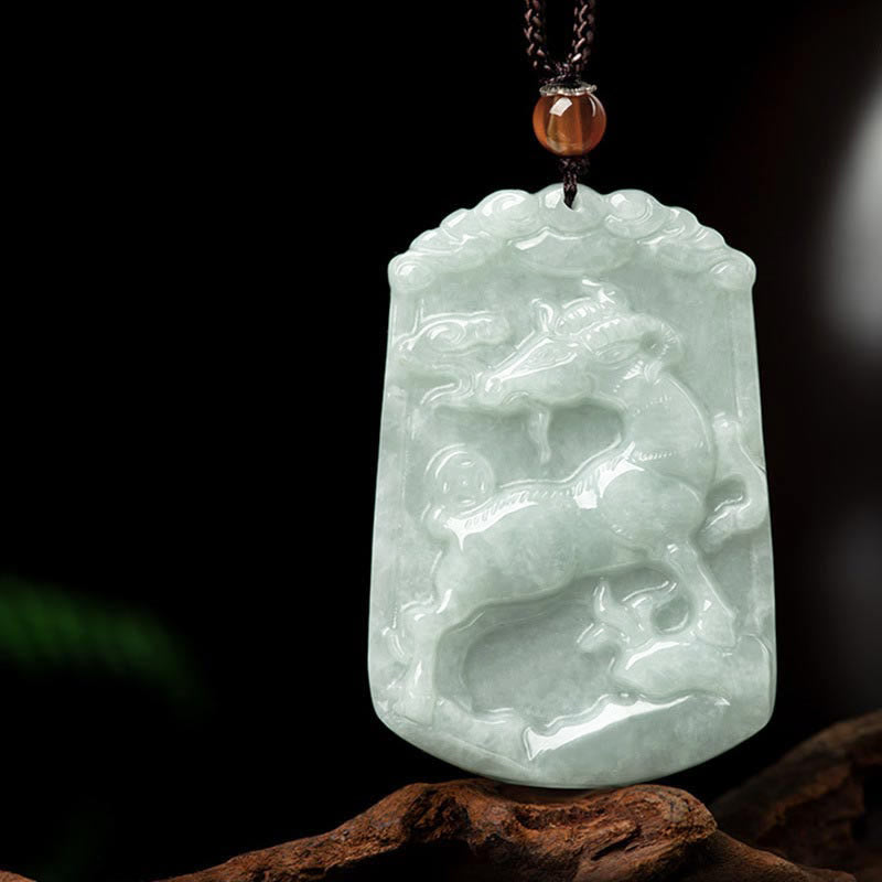 Nimara Ritual Natural Jade 12 Chinese Zodiac Abundance Amulet Pendant Necklace