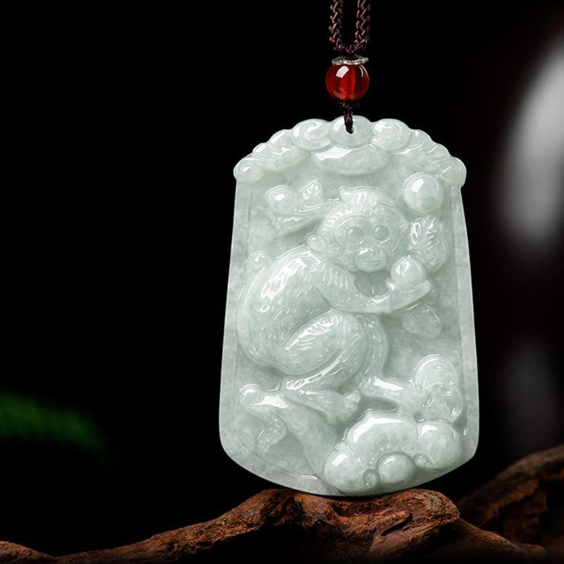 Nimara Ritual Natural Jade 12 Chinese Zodiac Abundance Amulet Pendant Necklace