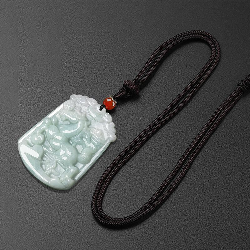 Nimara Ritual Natural Jade 12 Chinese Zodiac Abundance Amulet Pendant Necklace