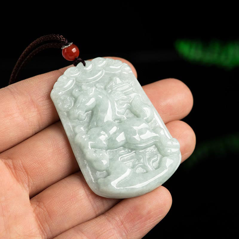 Nimara Ritual Natural Jade 12 Chinese Zodiac Abundance Amulet Pendant Necklace