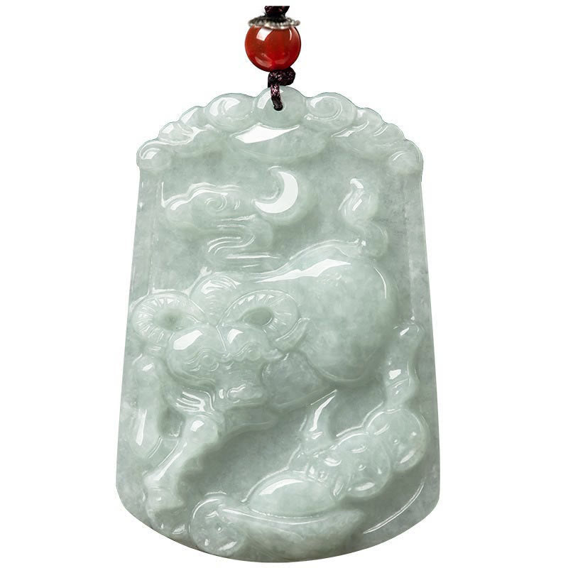 Nimara Ritual Natural Jade 12 Chinese Zodiac Abundance Amulet Pendant Necklace