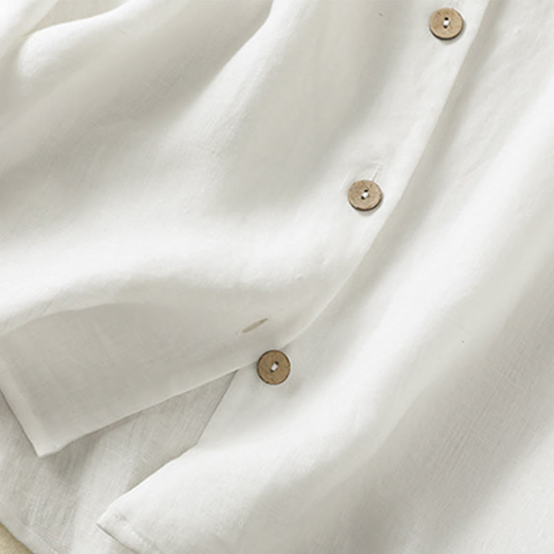 Nimara Ritual Spring Plain Buttons Design V-Neck Long Sleeve Women's Shirt