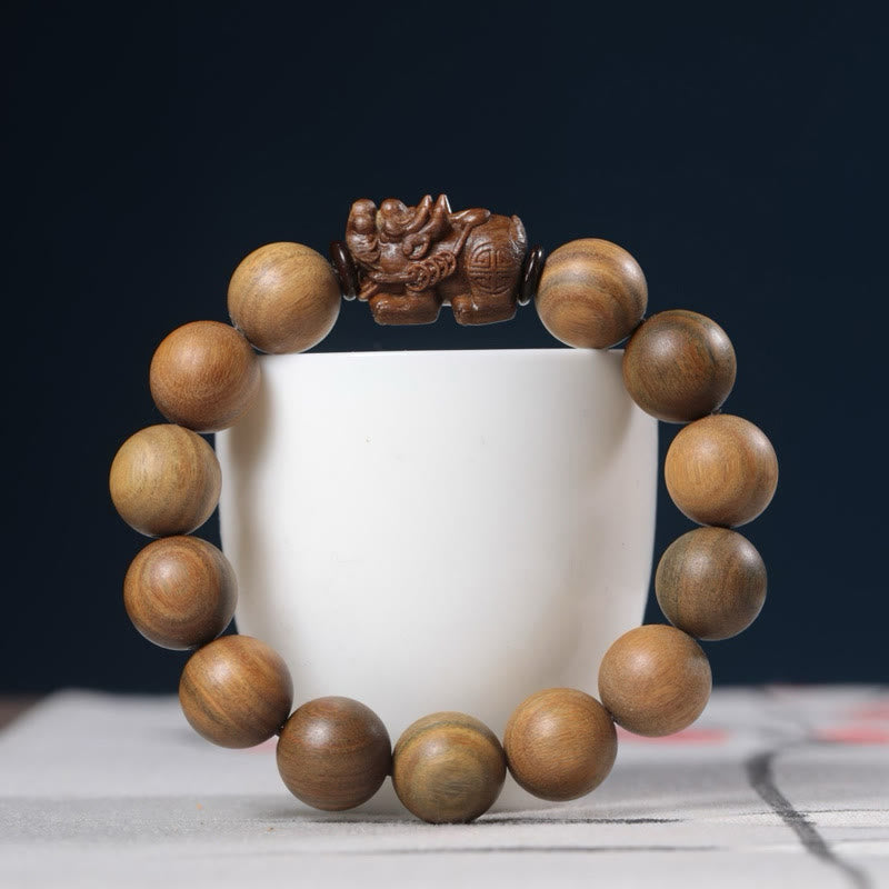 Nimara Ritual Green Sandalwood Pixiu Attract Wealth Bracelet