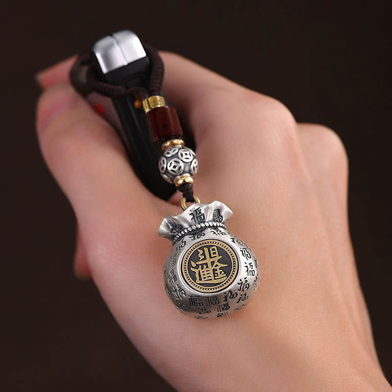 Luck Fu Character Money Bag Making Money Every Day Fortune Key Chain