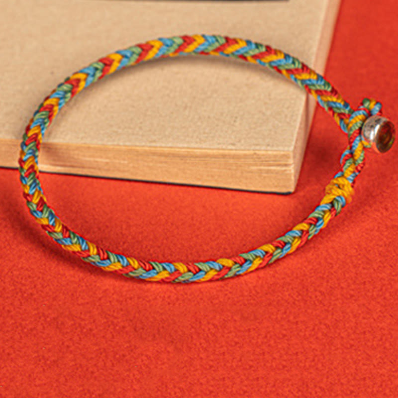 Nimara Ritual 925 Sterling Silver Eight Thread Peace Knot Colorful Rope Luck Braided Bracelet