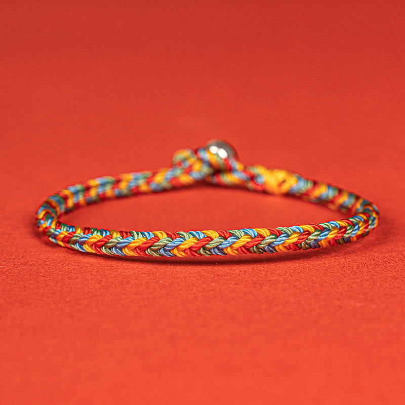 Nimara Ritual 925 Sterling Silver Eight Thread Peace Knot Colorful Rope Luck Braided Bracelet