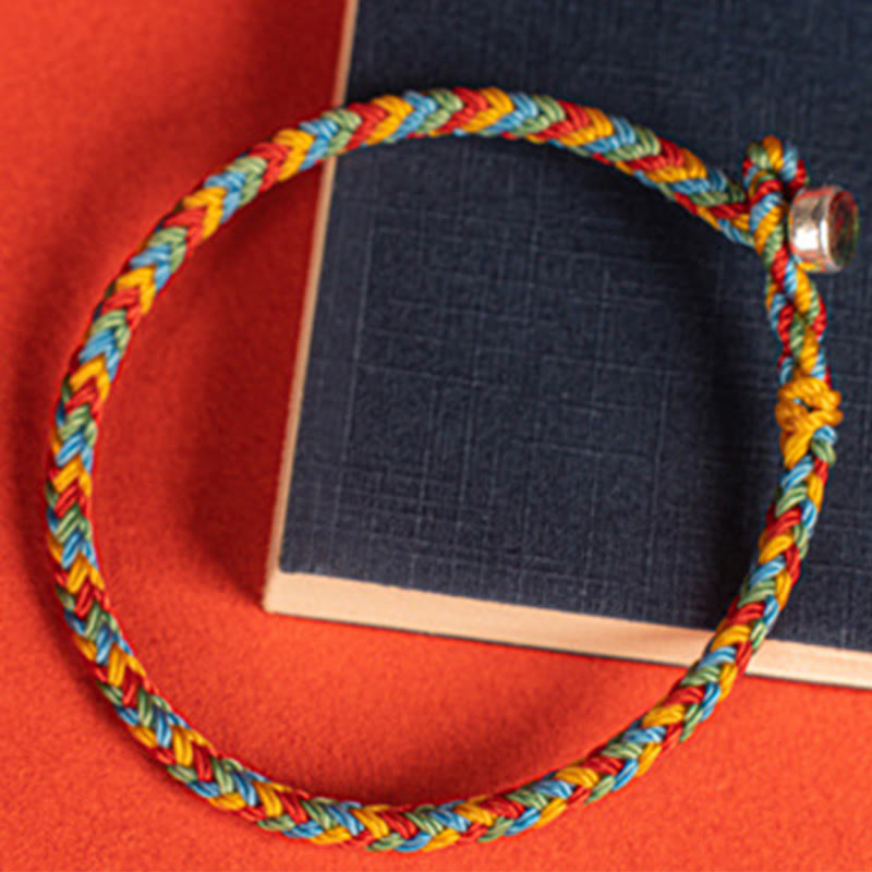 Nimara Ritual 925 Sterling Silver Eight Thread Peace Knot Colorful Rope Luck Braided Bracelet