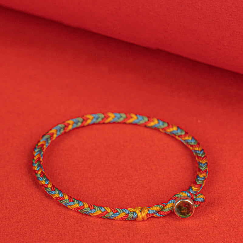 Nimara Ritual 925 Sterling Silver Eight Thread Peace Knot Colorful Rope Luck Braided Bracelet