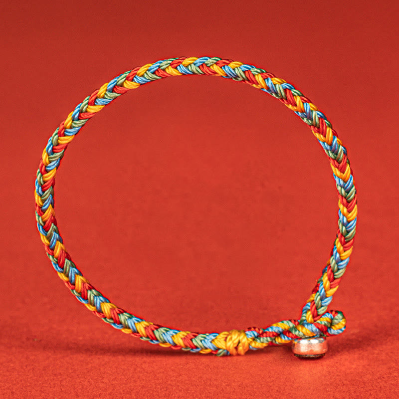 Nimara Ritual 925 Sterling Silver Eight Thread Peace Knot Colorful Rope Luck Braided Bracelet