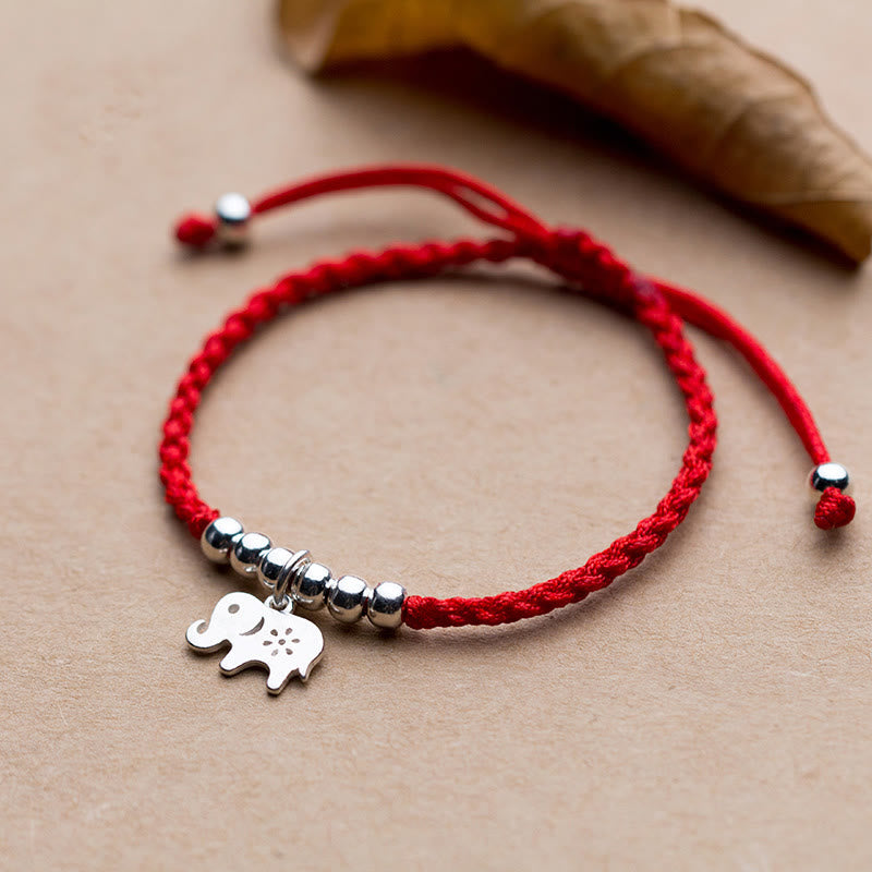 Nimara Ritual 925 Sterling Silver Beads Snowflake Elephant Red String Luck Bracelet