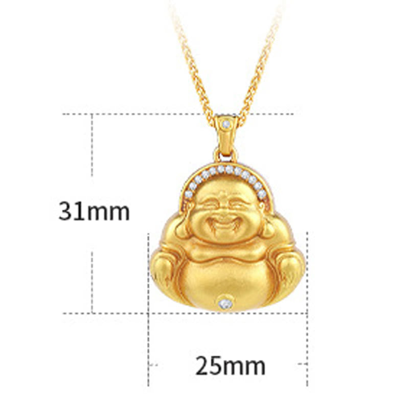 Nimara Ritual Copper Laughing Buddha Pattern Happiness Necklace Pendant