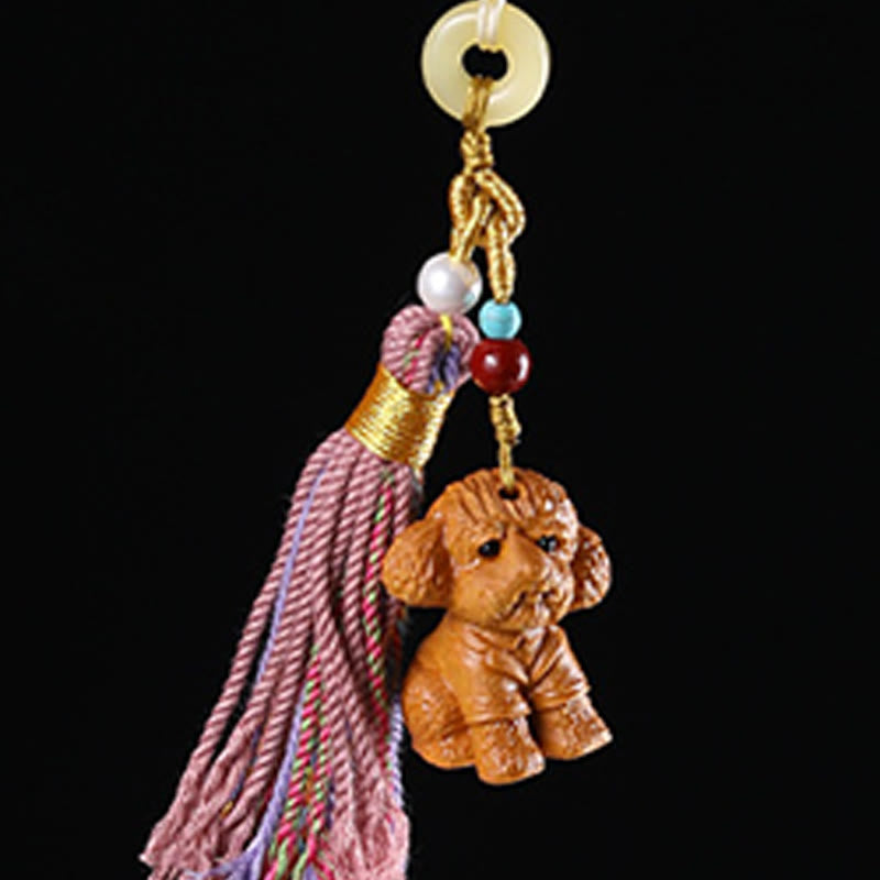 Nimara Ritual Sandalwood 12 Chinese Zodiac Blessing Colorful Tassel Accessories Keychain