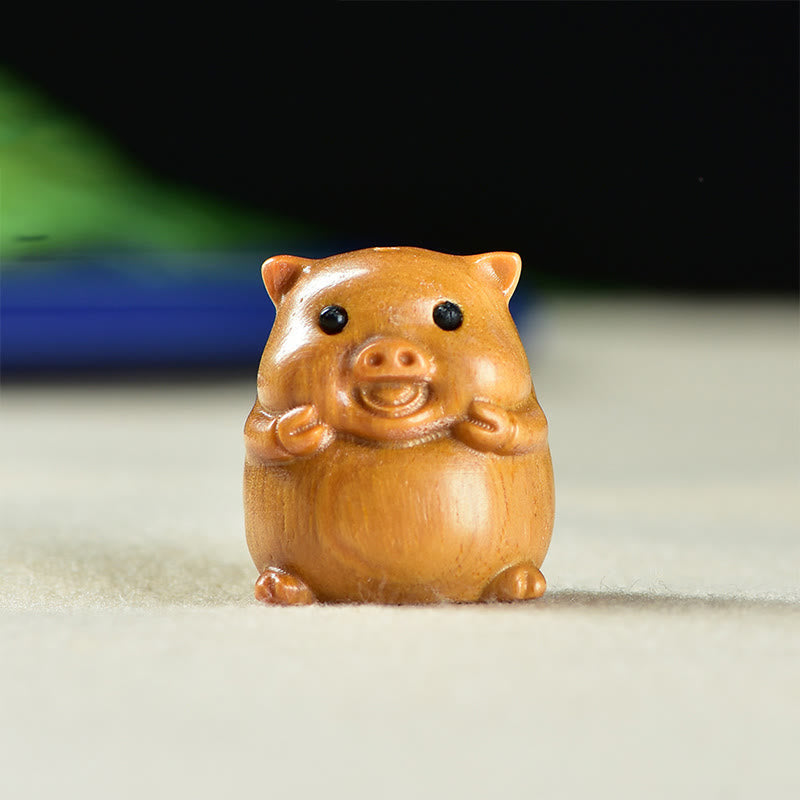 Nimara Ritual Green Sandalwood Small Leaf Red Sandalwood Cute Pig Animals Positive Decoration